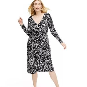 Diane Von Furstenberg Sea Spots Wrap Midi Dress Plus Size XXL Black & White